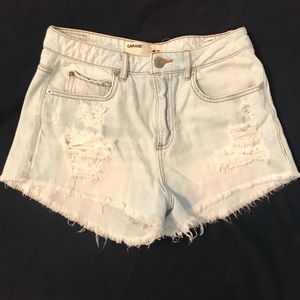Light Wash Garage Festival Distressed Short